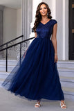 themeisles Sequin V-Neck Mesh Maxi Dress