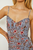 themeisles Floral Print Ruffle Ruched Cami Mini Dress