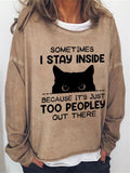 themeisles Women's Sweatshirt Pullover Basic Light Blue dark brown Black Graphic Loose Fit Street Round Neck Long Sleeve S M L XL 2XL 3XL