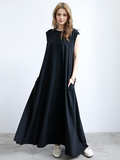 themeisles Simple Loose Sleeveless Solid Color Round-Neck Maxi Dresses