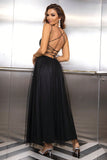 themeisles Lace-Up Backless Mesh Dress