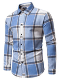 themeisles Autumn and Winter New Multi-color Men's Plaid Loose Casual Lapel Long-sleeved Shirt Thickened Shirt Cardigan