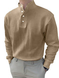 themeisles Loose Men's Solid Color Long-sleeved Shirt Plain Slit Spot Casual Shirt White Black Blue S-5XL