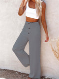 themeisles Women's Spring and Summer New Women's Pants Solid Color Cotton and Linen Elastic Loose Casual Wide-legged Women's Pants