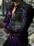 themeisles Men's Shirt Graphic Shirt Animal Tiger Collar Green Blue Purple Yellow Orange 3D Print Outdoor Casual Long Sleeve 3D Print Button-Down Clothing Apparel Fashion Designer Casual Comfortable / Sports