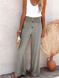 themeisles Women's Spring and Summer New Women's Pants Solid Color Cotton and Linen Elastic Loose Casual Wide-legged Women's Pants