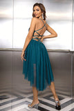 themeisles Sequin Spaghetti Strap High-Low Dress