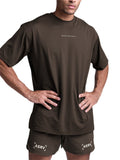 themeisles Summer Men's T-shirt Trend Large Yards Printed Round Neck Short-sleeved Solid Color Quick-dry Hundred with Sports Bodysuit