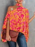 themeisles Summer Hanging Neck Bat Sleeve Printed Shirt Ladies Shirt Women