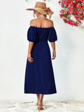 themeisles Off-Shoulder Balloon Sleeve Midi Dress