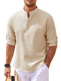 themeisles Men's Shirts Long-sleeved Stand-up Collar Open Button Pineapple Plaid Shirt Men's Casual Shirt Tops
