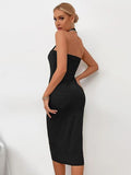themeisles Ribbed Halter Neck Wrap Dress