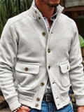 themeisles New Jacket Men's Stand-up Collar Solid Color Casual Top Slim Type Single-breasted Jacket Commuter Wind Jacket