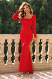 themeisles Square Neck Long Sleeve Dress