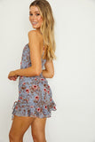 themeisles Floral Print Ruffle Ruched Cami Mini Dress