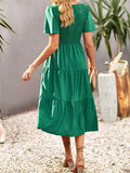 themeisles Solid Color Elastics Short Sleeves Loose Round-neck Midi Dresses