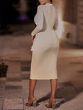 themeisles Contrast Cutout Ribbed Bodycon Dress