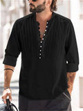 themeisles Men's Shirt Button Up Shirt Casual Shirt Black White Pink Navy Blue Blue Long Sleeve Plain Crew Neck Street Vacation Button-Down Clothing Apparel Stylish Modern Contemporary Casual