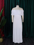 themeisles Wrap Pleated Solid Color Off-The-Shoulder Evening Dresses
