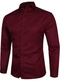 themeisles Slim Pointed Collar Clothes Fashion Color Big Yards Men's Long-sleeved Shirt Business Casual Shirt Man
