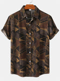 themeisles Men's Floral Short-sleeved Shirt Youth Men's Men's Shirts Spring and Summer New Short-sleeved Loose Type Lapel Shirt
