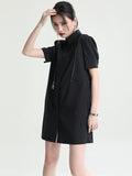 themeisles Original Solid Color Detachable Falbala Black Mini Dress