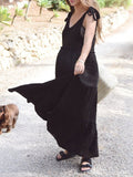 themeisles Solid Color Sleeveless Loose V-Neck Midi Dresses
