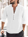 themeisles Men's Shirt Button Up Shirt Casual Shirt Black White Pink Navy Blue Blue Long Sleeve Plain Crew Neck Street Vacation Button-Down Clothing Apparel Stylish Modern Contemporary Casual