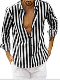 themeisles Men's Shirt Button Up Shirt Casual Shirt Summer Shirt Beach Shirt Yellow Pink Blue Sky Blue Green Long Sleeve Striped Lapel Street Vacation Print Clothing Apparel Fashion Leisure Hawaiian