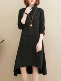 themeisles Original Solid High-Neck Irregularity Dress