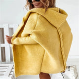 themeisles Hooded Bat-shaped Soft Loose Back Stitching Sweater