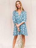 themeisles Fashion Women's Floral Tied Rope Loose Casual Dress Beach Vacation Short Dress