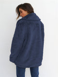 themeisles Fashion Solid Color Sexy Plush Lapel Coat