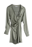 themeisles Satin collared wrap mini dress