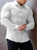 themeisles Muscle Fitness Brothers Men's Business Shirt Non Iron Wrinkle Resistant White Shirt Men's Long Sleeve Shirt