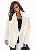 themeisles Fashion Solid Color Sexy Plush Lapel Coat