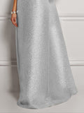 themeisles Loose Short Sleeves Shiny Solid Color V-Neck Maxi Dresses