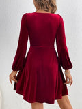 themeisles Twisted V-Neck Balloon Sleeve Mini Dress
