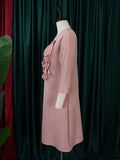 themeisles Vacation Long Sleeves A-Line Pleated Solid Color Round-Neck Midi Dresses