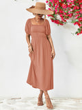 themeisles Off-Shoulder Balloon Sleeve Midi Dress