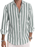 themeisles Men's Shirt Button Up Shirt Casual Shirt Summer Shirt Beach Shirt Yellow Pink Blue Sky Blue Green Long Sleeve Striped Lapel Street Vacation Print Clothing Apparel Fashion Leisure Hawaiian