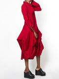 themeisles Stylish Loose Stand-Collar Long Sleeves Midi Dress