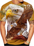 themeisles Men's T Shirt Eagle Animal Crew Neck Short Sleeve Street Print Tops Sportswear Casual Fashion Comfortable Blue Summer Spring Graphic Tees