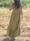 themeisles Solid Color Sleeveless Loose V-Neck Midi Dresses