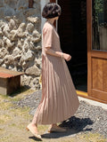 themeisles Urban Ruffled Split-Joint High Waisted Short Sleeves Midi Dress
