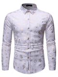 themeisles Casual Solid Color Printing Young Men's Autumn Models Long-sleeved Shirt Men's Christmas Elements Hot Gold Pullover Top Cardigan
