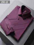 themeisles Men's Long-sleeved Mulberry Silk Solid Color Long-sleeved Work Shirt Business Professional Slim Shirt Business Formal Wear