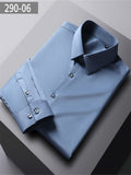 themeisles Men's Long-sleeved Mulberry Silk Solid Color Long-sleeved Work Shirt Business Professional Slim Shirt Business Formal Wear
