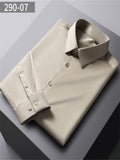 themeisles Men's Long-sleeved Mulberry Silk Solid Color Long-sleeved Work Shirt Business Professional Slim Shirt Business Formal Wear