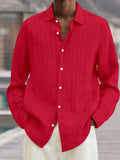 themeisles Explosive Four Seasons Long-sleeved Lapel Loose Type Buttons Cotton Linen Striped Cardigan Shirt Men's Clothing